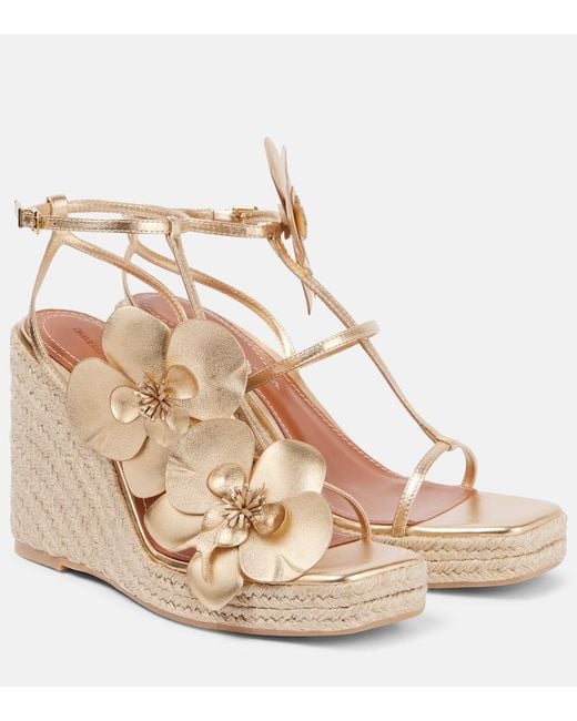 Zimmermann Orchid 110 Metallic Leather Wedge Sandals