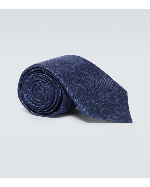 Gucci Blue Silk Jacquard Tie for men