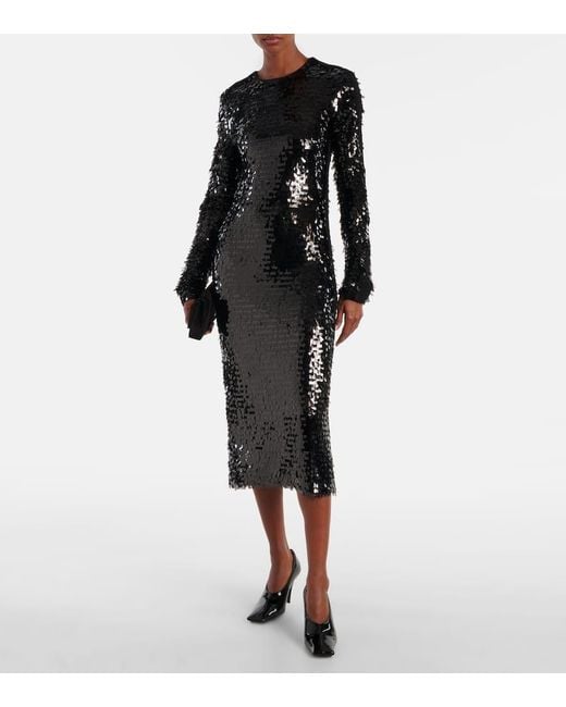 Sportmax Black Elleni Sequined Jersey Midi Dress