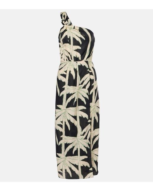 Johanna Ortiz White Printed One-Shoulder Midi Dress