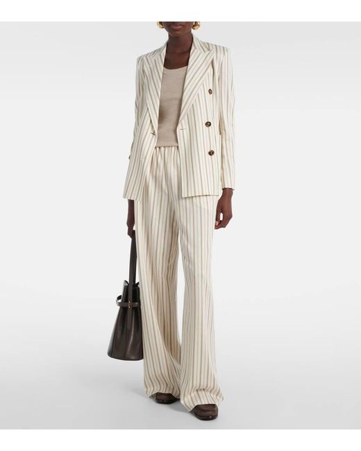 Blazer Pensile Raye En Coton Et Lin Max Mara en coloris Natural