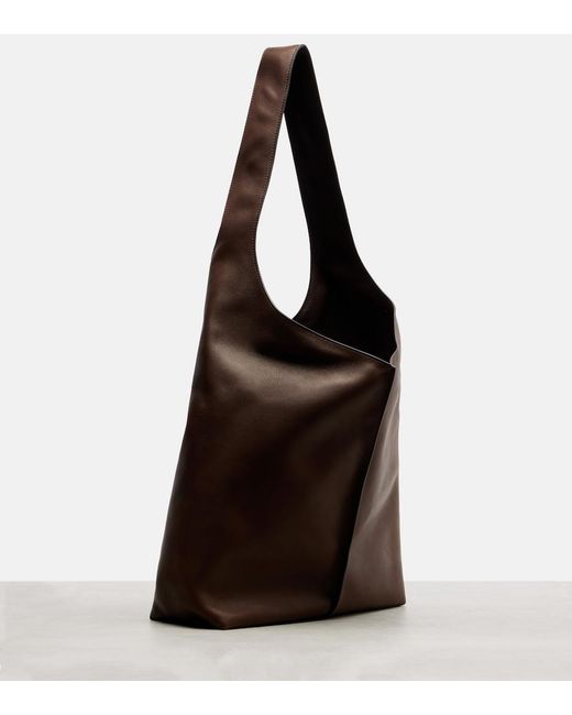 The Row Brown Bindle Medium Leather Shoulder Bag