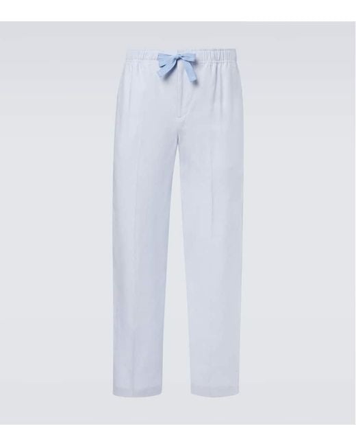 Orlebar Brown Blue Alex Linen Straight Pants for men