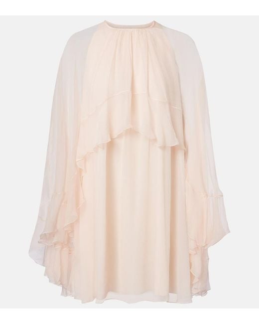 Chloé Natural Ruffled Silk Minidress