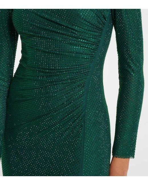 Self-Portrait Green Embellished Gathered Gown