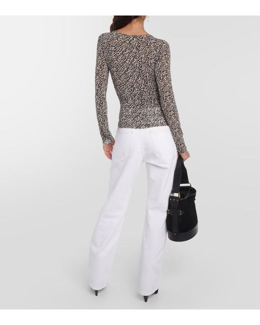 Isabel Marant Gray Laura Printed Ruched Jersey Top