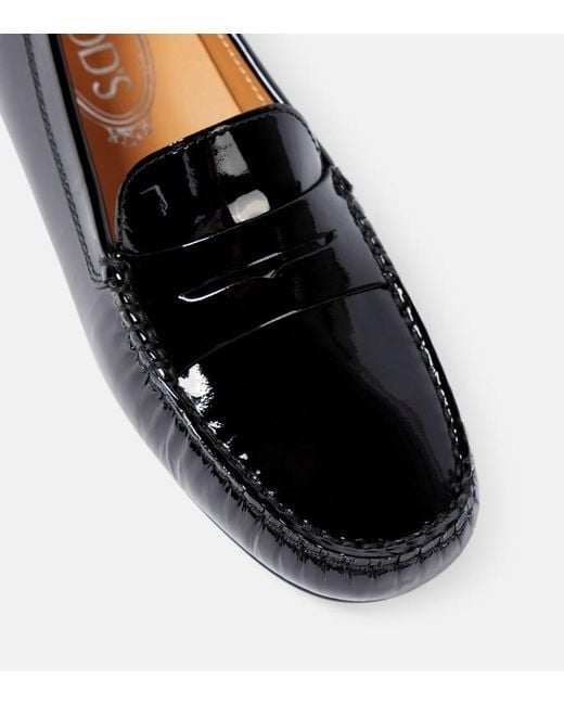Tod's Black City Gommino Patent Leather Moccasins