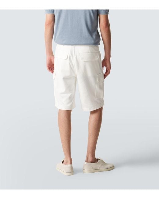Brunello Cucinelli White Cotton-Blend Bermuda Shorts for men