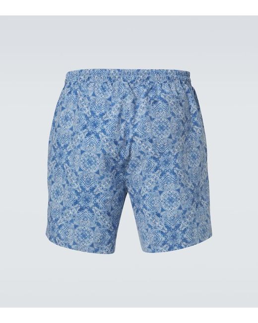 Brunello Cucinelli Blue Logo Swim Trunks for men
