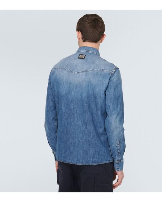 Dolce & Gabbana Blue Denim Shirt for men
