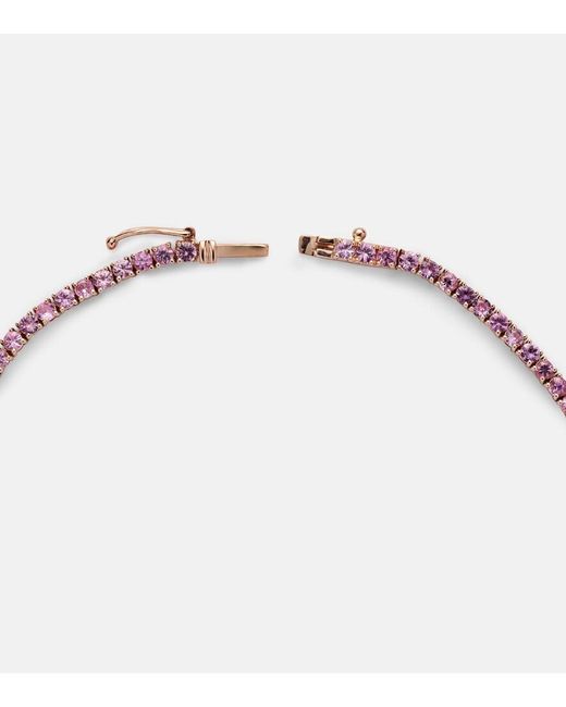 Roxanne First Metallic 14Kt Rose Tennis Necklace With Sapphires