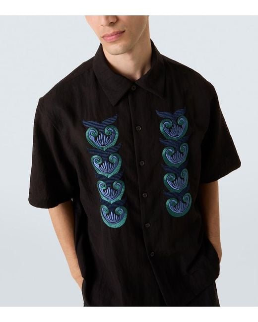 Commas Black Embroidered Shirt for men