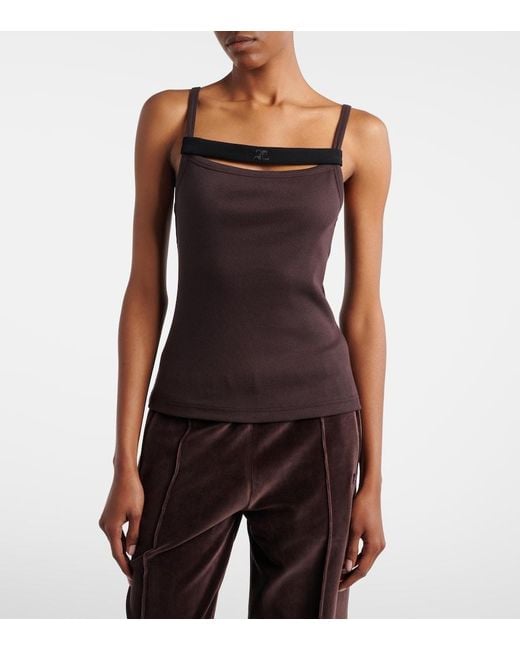 Courreges Black Ribbed-Knit Cotton Tank Top