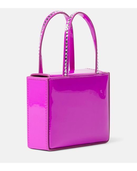 AMINA MUADDI Pink Super Amini Gilda Mini Patent Leather Tote Bag