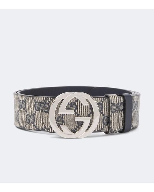 Gucci Gray Gg Canvas Reversible Belt for men