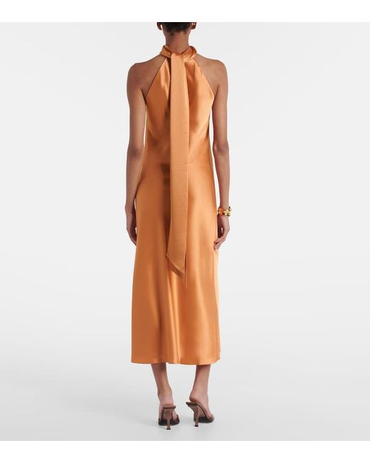 Galvan Orange Midikleid Sienna Aus Satin