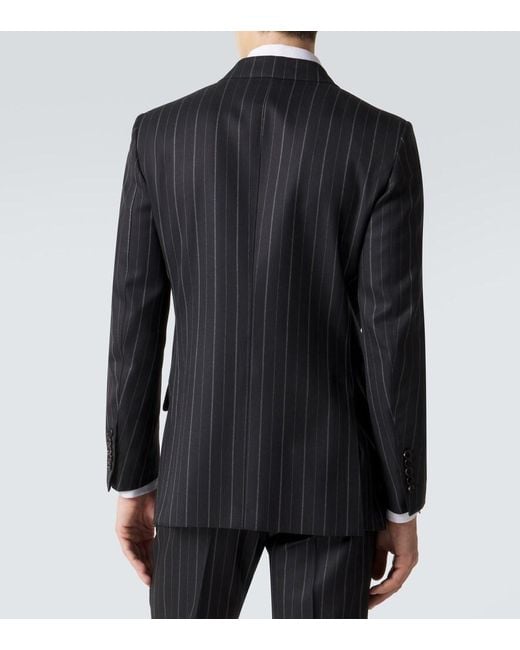 Tom Ford Black Striped Wool Blazer for men