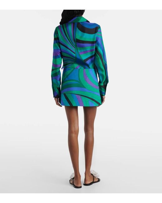 Emilio Pucci Blue Wickelrock Iride Aus Einem Baumwollgemisch