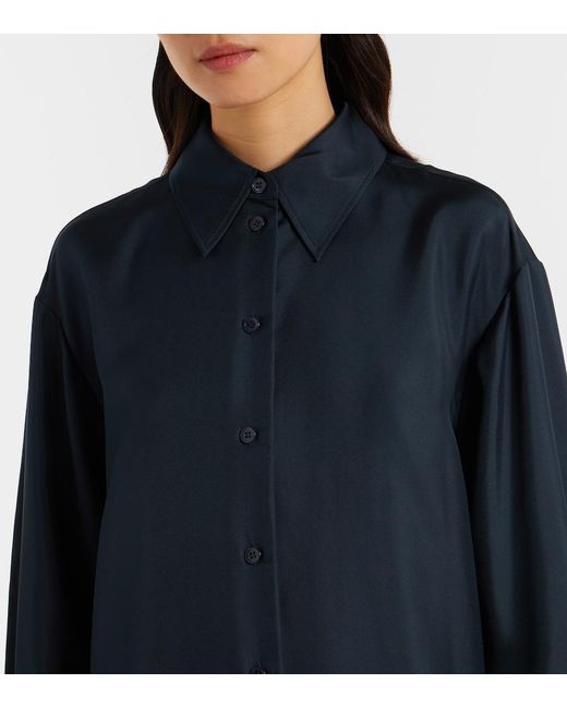 Rohe Blue Oversized Silk Satin Shirt