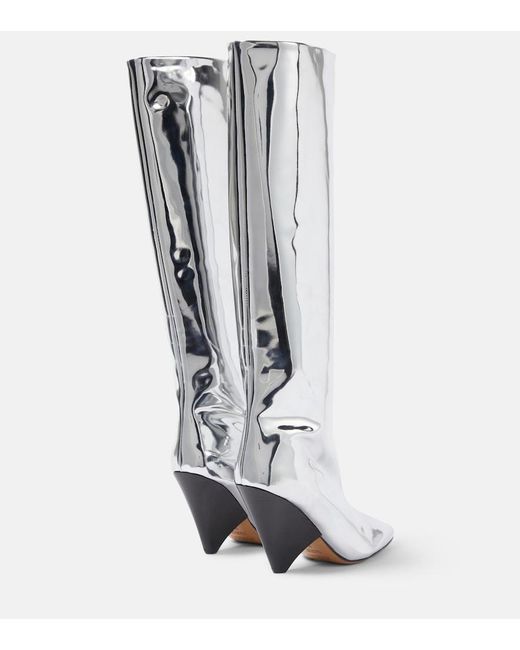 Isabel Marant Gray Lakita Mirrored Knee-High Boots