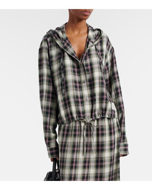 Acne Black Sip Checked Cropped Overshirt