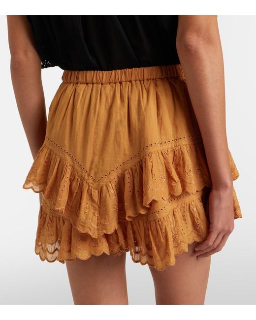 Isabel Marant Brown Jocadia Broderie Anglaise Cotton Shorts