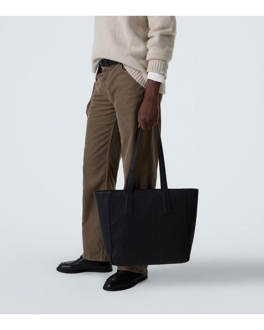 The Row Black Hector Leather Tote Bag for men