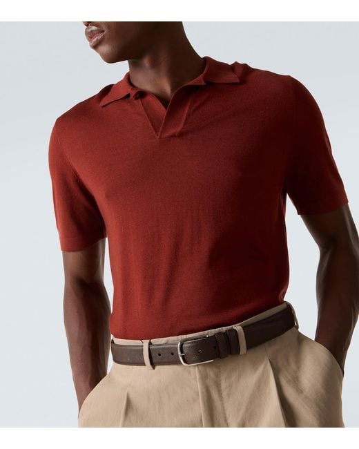 Gabriela Hearst Red Cashmere And Silk Polo Shirt for men
