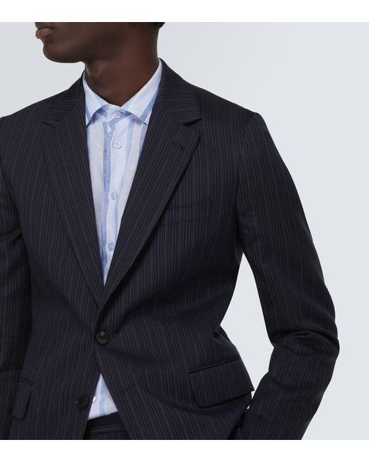 Dries Van Noten Blue Pinstripe Cotton-Blend Suit for men