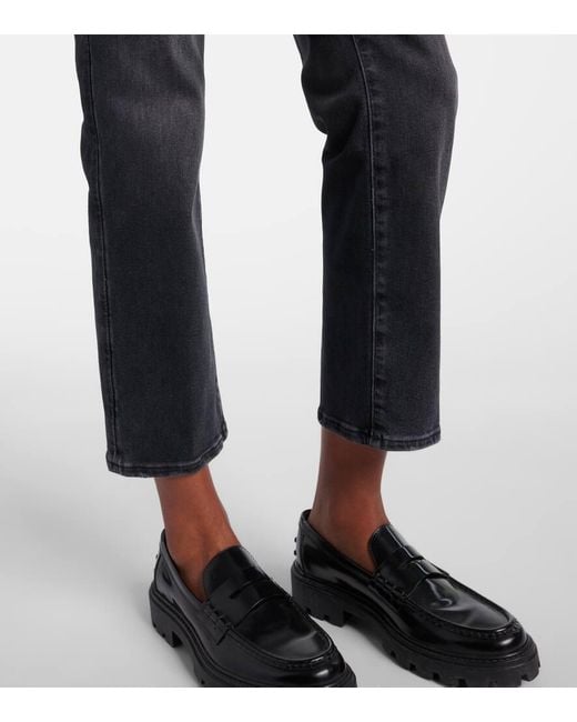 7 For All Mankind Blue Calie Straight Cropped Mid-Rise Straight Jeans