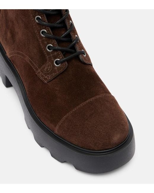 Tory Burch Black T Monogram Suede Combat Boots