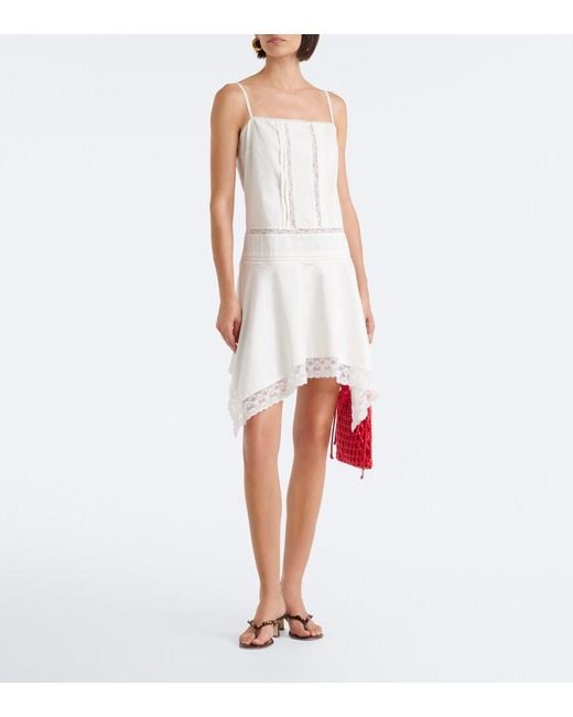 Staud White Corinna Embroidered Cotton Voile Minidress