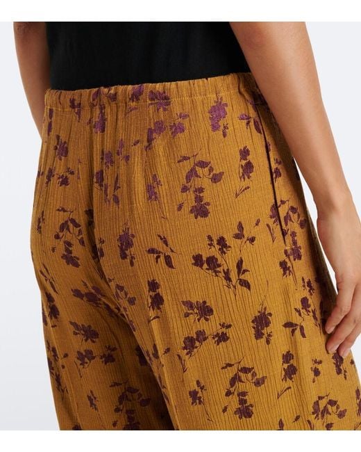 Dries Van Noten Yellow Floral Wide-Leg Pants