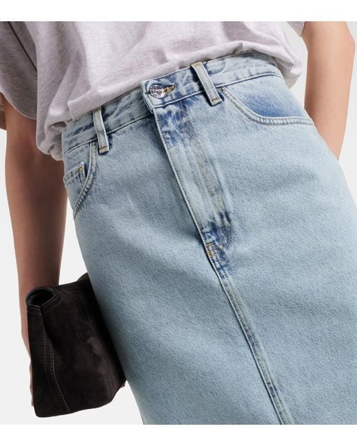 Totême Blue Organi Cotton Denim Midi Skirt