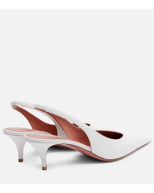 AMINA MUADDI Pink Anok 55 Leather Slingback Pumps