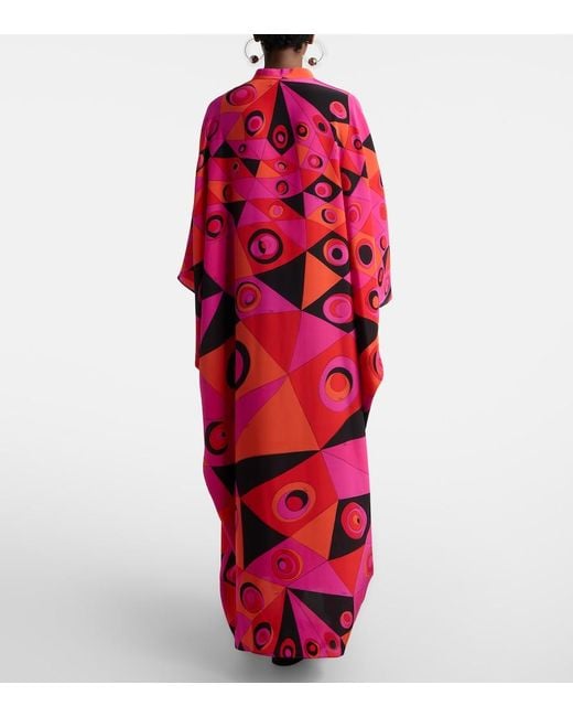 Emilio Pucci Red Occhi Silk Twill Kaftan