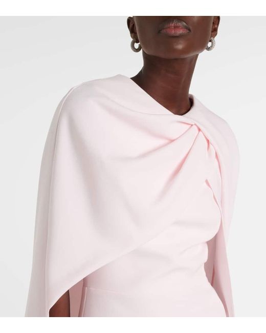 Safiyaa Pink Oria Ruffled Crepe Midi Dress