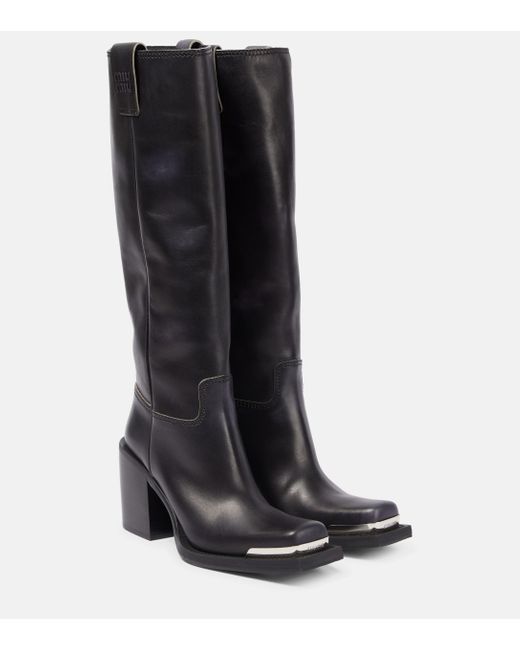Miu Miu Black Knee-high Leather Boots