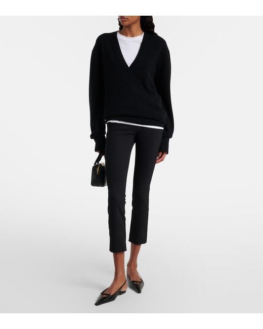 Veronica Beard Black Scuba Cropped Slim Pants