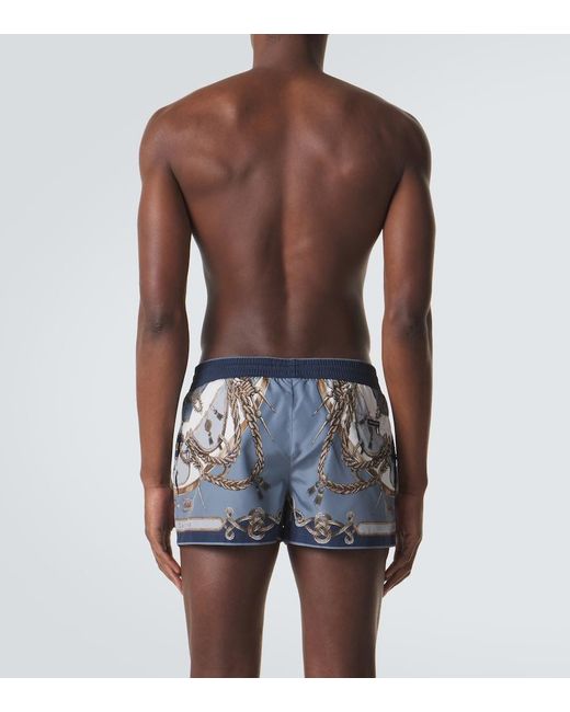 Dolce & Gabbana Blue Printed Swim Trunks for men