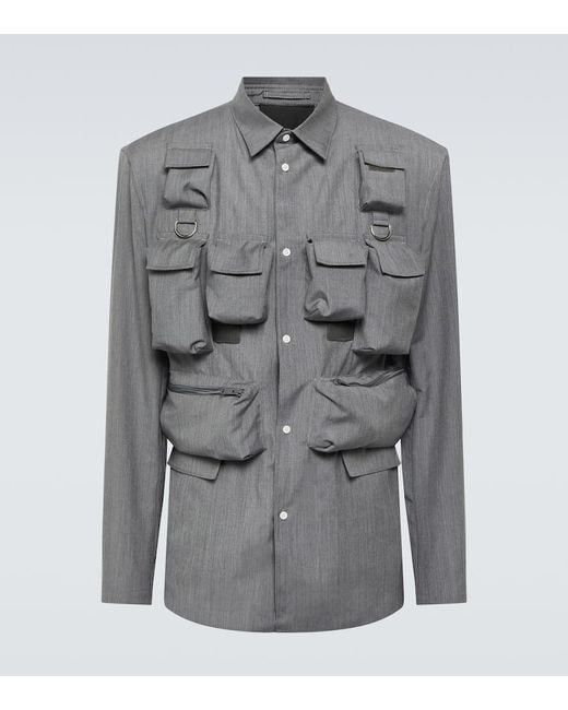 Prada Gray Wool And Mohair Shirt for men