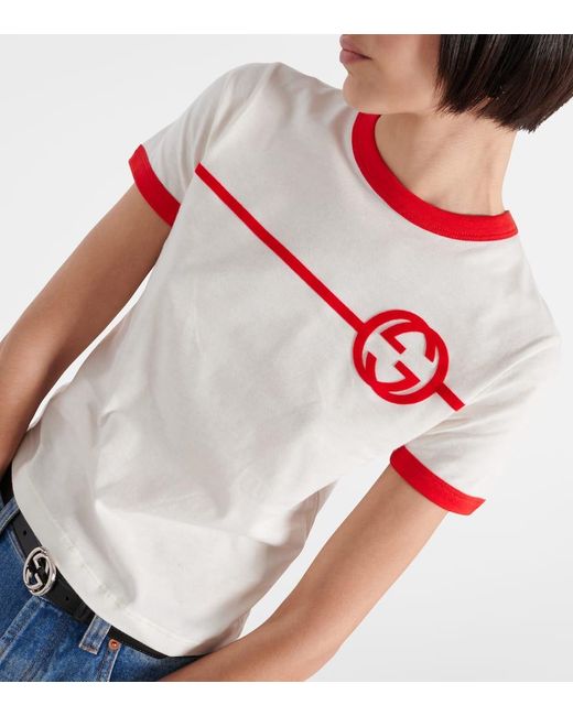 Camiseta Interlocking G de jersey de algodon Gucci de color White