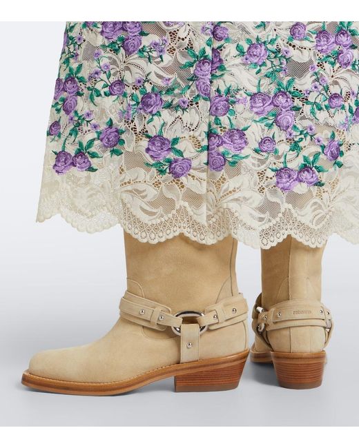 Rabanne Natural Suede Biker Boots