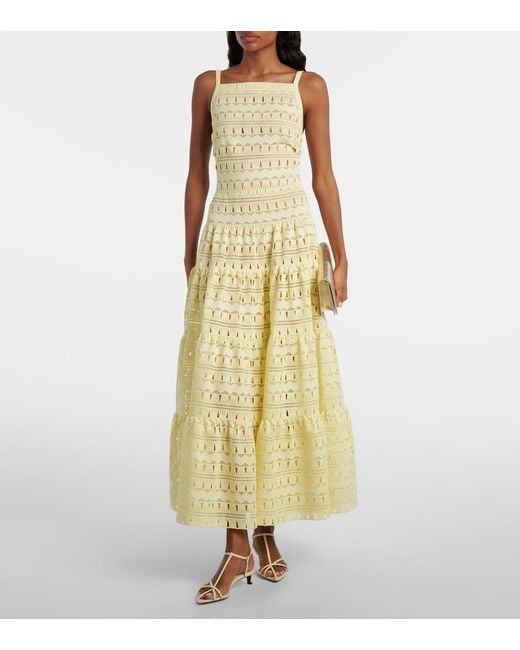 Elie Saab Yellow Macrame Midi Dress