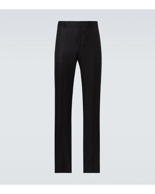 Givenchy Black Pinstripe Wool Straight Pants for men