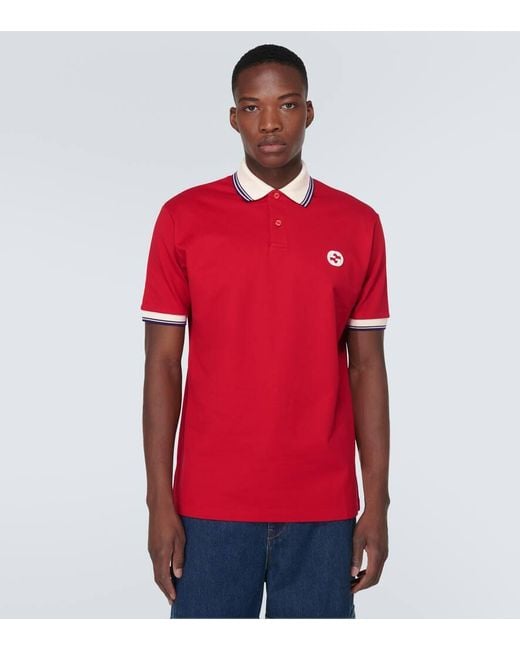Gucci Poloshirt Aus Baumwolle Mit GG in Red für Herren