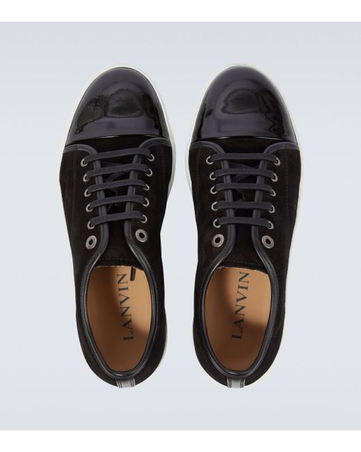 Lanvin Black Dbb1 Suede And Patent Leather Sneakers for men