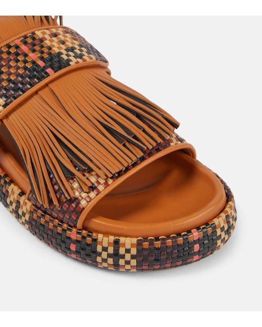 Ulla Johnson Brown Fringed Woven Leather Sandals