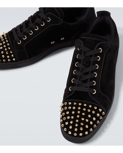 Christian Louboutin Black Louis Junior Spikes Suede Sneakers for men