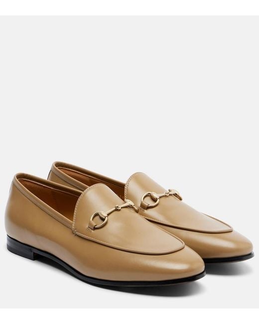 Gucci Natural Jordaan Horsebit Leather Loafers
